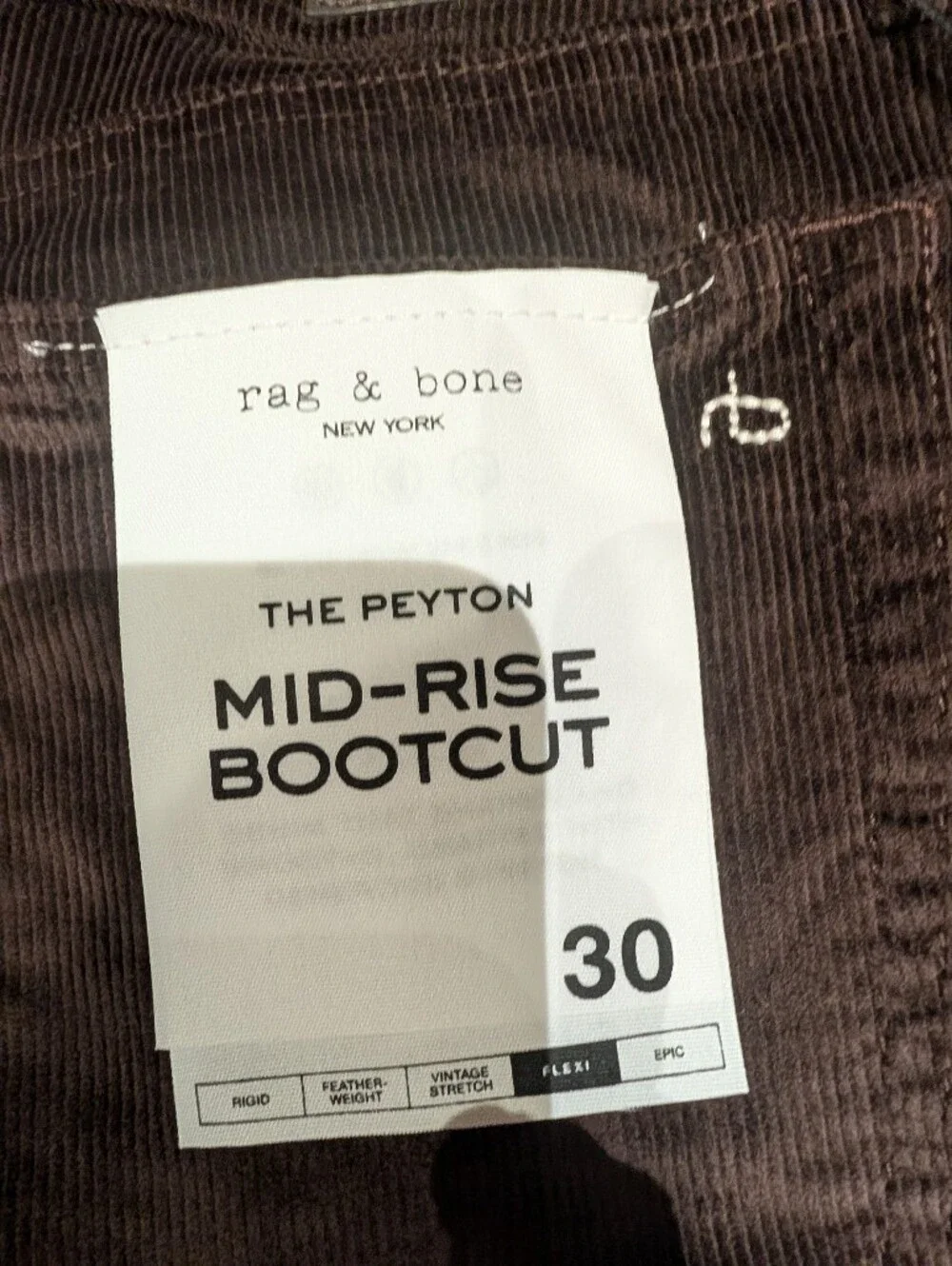 rag & bone Dark Brown Boot Cut Corduroy Jeans